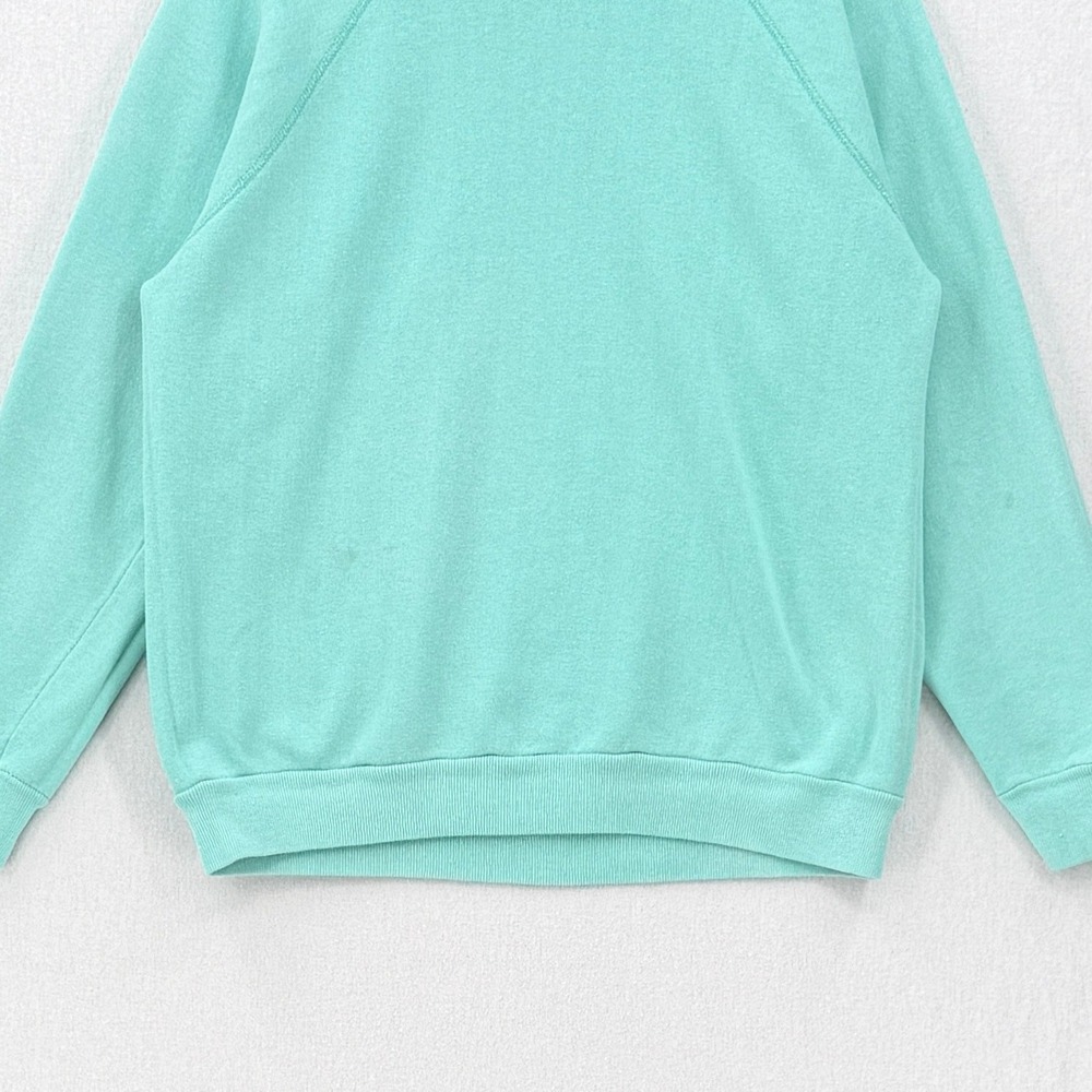 VINTAGE DISNEY Sweatshirt Large Teal Mickey Mouse Castle Balloons Crew Tultex - Picture 7 of 15
